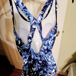 Speedo Womens Keyhole Colorblock One Piece Bathing